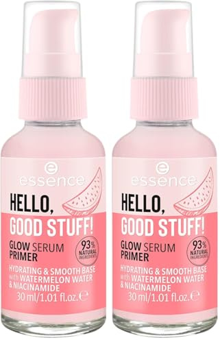 essence HELLO, GOOD STUFF! GLOW SERUM PRIMER, Gesichtsserum, Transparent, feuchtigkeitsspendend, glättend, pflegend, vegan, ohne Alkohol, ohne Parabene, ohne Mikroplastikpartikel, 2er Pack (30ml)
