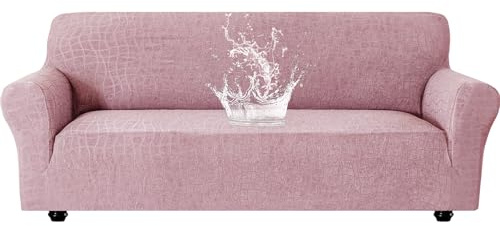 Ystyle Stretch Sofa Überzug 2 Sitzer, Wasserabweisend Elastisch Couch Bezug Mit Armlehnen, Universal Sofaschoner rutschfest für Hunde Katzen und Haustiere, Waschbare Sofa Cover, Rosa