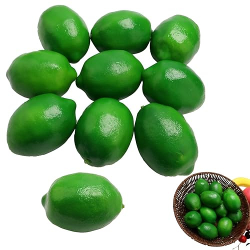 Nucalt 10 Piezas de limón Artificial de Frutas Falsas de Plástico para el Hogar Cocina Fiesta Decoración de Festivales Exhibición Realista（Verde）