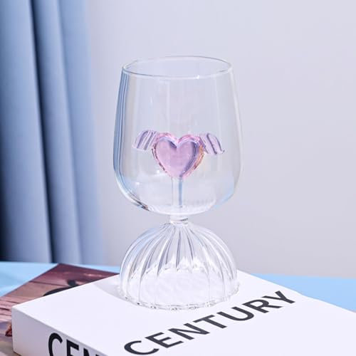 MRDLKNX Copas de vino, copas de fiesta de margarita en forma de corazón, copas de postre clásicas de 11.5 onzas, vaso de tallo corto para té helado, sangría, helado
