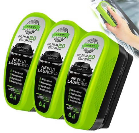 Nettoyant pour vitres de voiture Nanotechnologie Car Windshield Cleaning Brush 3 en 1 Oil Film Brush 2.0, anti-buée et pluie, pour pare-brise, miroirs et fenêtres de maison, sans traces