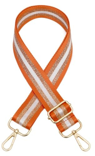 Blausky 3.8cm Breit Verstellbarer Schultergurt,Gold Garn Taschenband 75-130cm Taschengurte zum Wechseln Taschenriemen Schulterriemen mit Gold Karabiner DIY Zubehör für Tasche,Gelb