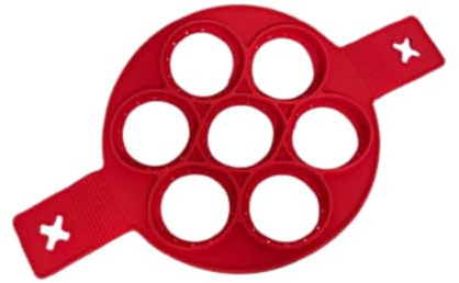 Stampo per Pancake in Silicone, per Padella, induzzione, Circolare, Stampo per Uova Occhio di Bue, Facile da Pulire, Rosso, Facile da Girare, microonde, Misura Perfetta, Fino a 7 alla Volta