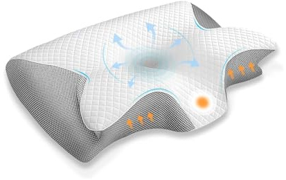 JINER Nackenkissen Kopfkissen, Memory Foam Kissen, Orthopädisches Kopfkissen, Ergonomisches Schlafkissen für Seiten, Rücken & Bauchschläfer, 62x37x10/12cm