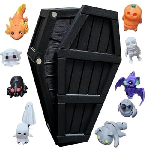 3D Printed Halloween Mystery Coffin Countdown, 13 Days of Spooky Minis, Advent Calendar 2025, Halloween Countdown Calendar (Black)