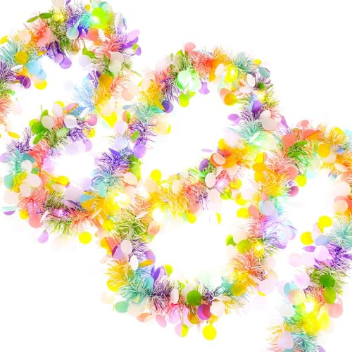Ostergirlande mit Beleuchtung, Girlande Ostern, Oster Lichterkette, Ostereier Lichterkette, Bunte Girlande Frühling, Osterdekorationen für Geländer, Fenster, Wände und Außenbereich (5m)