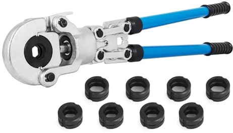 Utensili For Crimpare Tubi PEX In Acciaio Con Stampi Tipo TH/U/V Pinze For Idraulici Multistrato In Rame For Pressatura Kit Composito Prestazioni Potenti(TH16-32 V12-28 8Dies)