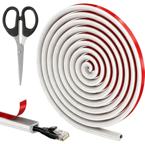 3m Kabelkanal Selbstklebend, Flexibler Silikon Halbrund Kabelkanäle, Kabelkanal Weiß Selbstklebend Flexibel Kabelschlauch Halbrund für Wand TV Decke Boden Fußleisten