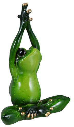 DOITOOL Kreative Grüne Frosch Figur aus Kunstharz mit Meditativer Pose Geschmacklos und Verschleißfest Dekoration für Schlafzimmer und Wohnzimmer
