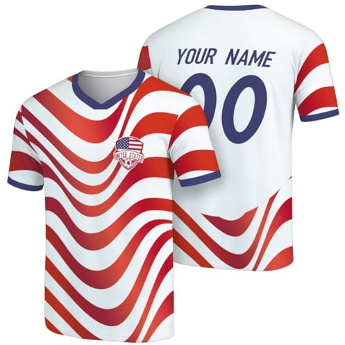 Generisch Personalisierbares Fußball Trikot 2026, Individuelles Fan Trikot mit Namen und Nummer, Für Kinder & Erwachsene Fan Sportartikel, Atmungsaktive Bekleidung