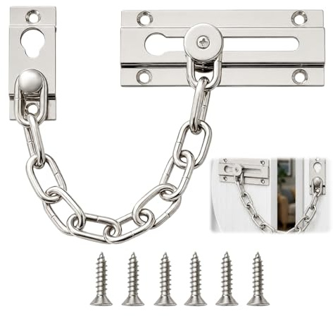 1 Set Silver Door Chain Lock, Internal Door Restrictor, Heavy Duty Safety Chain Lock, Security Door Lock Latch Chain Sliding Bolt, Door Chains, for Front Door, Home, Hotel, Bedroom