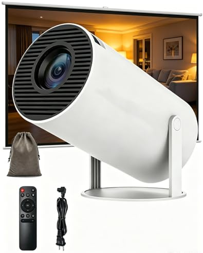 Cinemaster Pro - 4k Smart Projector, 4k HD Bluetooth Cinemaster Pro Projector with Wifi ＆ Bluetooth, 180° Rotation & Remote Control, Home Cinema Compatible for Indoor & Outdoor Movie (Wired)