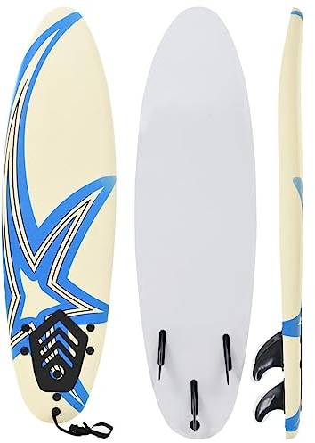 Runheo Surfbräda 170 cm stjärndesign av XPE-däck och EPS-skumkärna med säkerhetslina, 3 avtagbara finer, softboard för vågig ridning och vattensporter på sommarsemestern