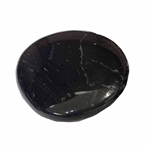 Turmalin schwarz Schörl flacher Trommelstein Handschmeichler Gute Qualität ca. 35-40 mm