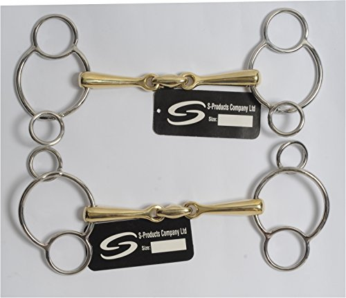 S-Products UNIVERSAL GERMAN SILVER LOZENGE MOUTHPIECE 3 RING GAG JUMPING HORSE SHOW BIT (5.0)