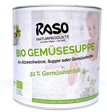 Suppe Gemüsebrühe SALZREDUZIERT BIO 300g Gemüsesuppe RASO Gekörnte Brühe EXTRA FEIN