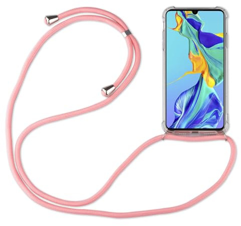 betterfon Hülle Kompatibel mit Huawei P30 Lite | Handykette Smartphone Halskette Hülle mit Band | Handyhülle mit Kordel zum Umhängen Kompatibel für P30 Lite | Rosa