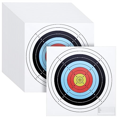 50-Pack Bullseye Large Paper Shooting Range Targets for Pistol Shooting, Bulk Pack for Hunting Accessories, Handguns, Gun Range, Firearms with Colorful Design 43 x 43 cm (10 Rings, 17x17 inches)