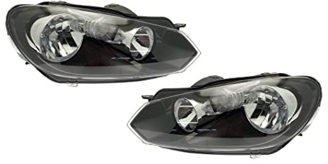 EASYSHOP24H Set Di 2 Fari Anteriori Compatibili Per Golf Vi Mk6 da 2008 a 2012 H7/H15 con Motore Incluso Destro e Sinistro Gruppo Ottico con Luce Diurna