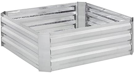 Relaxdays Hochbeet, verzinktes Metall, für Blumen, Pflanzen & Gemüse, HxBxT: 30x90x90 cm, eckiges Pflanzenbeet, Silber