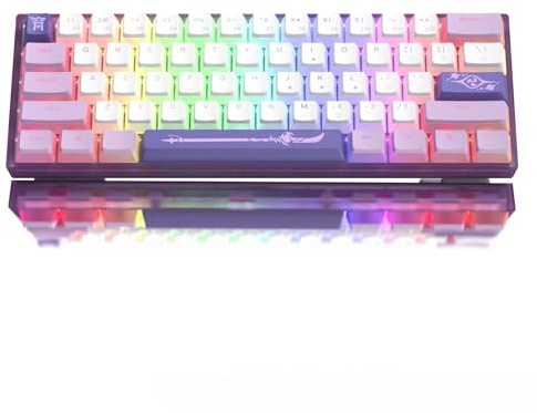 Womier 60% Percent Keyboard,WK61 Mechanical RGB Wired Gaming Keyboard,Hot-Swappable Creamy Key Board with PBT Keycaps,Linear Red Switch for Windows/MAC (Purple)
