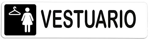 Becral® - Adhesivo de Vinilo VESTUARIO MUJER | Pegatina puerta de VINILO | Señal informativa | Cartel Puerta 200x50mm