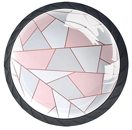 suojapuku Schubladenknöpfe Schrankgriff Kommodenknöpfe Schränke Knäufe,Roségold geometrisch modern,4 Stück Kristallglas-Dekorgriffe