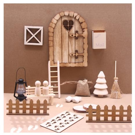 RISAKOGO Wichteltür Zubehör Weihnachten,Wichteltür Set Miniatur Wichtel Zubehör Backset - Zauberhafte Wichteltür Komplettset für Weihnachten, DIY Geschenk für Kinder