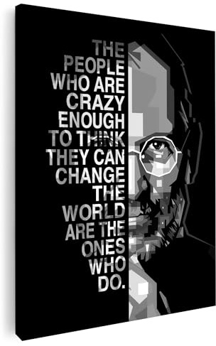 Artmazing | Steve Jobs Motivation Bild Schwarz Weiß | S-Art Bilder | Motivation Bilder Modern | Coole Wandbilder Wohnzimmer | Wandbild Steve Jobs Motivation Deko XXL | Leinwand XXL | Poster für Wand
