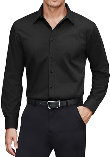 J.VER Herren Hemd Fleckenschutz Hemden Regular Fit Bügelleichtes Langarmhemd Klassisch Stretch Businesshemd Freizeit Hochzeit Hemd