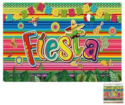 ZALHIN Banner Fiesta, Sfondo fotografico a tema festa estiva Fiesta e oggetti di scena in studio. dimensioni 150 x 100 cm per feste, compleanno, festa motto, carnevale