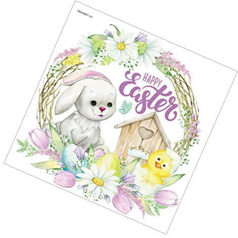 KONTONTY Selbstklebendes Wandtattoo Osterhasen und Küken aus Pvc Robuste und Bunte Aquarell Aufkleber für Kinderzimmer und Türdekoration