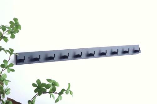 TOJ Living Wandgarderobe - 67CM - 10 Haken - Kleiderhaken - Garderobenhaken - Kleiderhaken wand - Wandgarderobe schwarz - Garderobenstange wandmontage - Wandhaken garderobe - Edelstahl - Schwarz