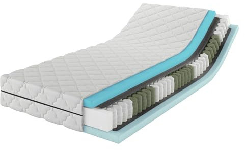 MSS e.K. MedicSpring 2-in-1 Taschenfederkern 160x200 | 2 Härtegrade in Einer Matratze H4 / H5 Federkernmatratze | Ergonomisch Designed und produziert in Deutschland 7 Zonen Oeko-TEX Zertifiziert