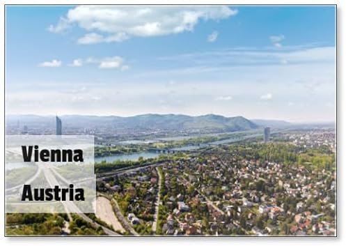 Panorama von Wien mit Donau Donauinsel Kühlschrankmagnet