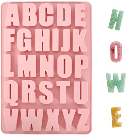 26 Letters Silicone Mould A-Z Alphabet Silicone Moulds Casting Mould Baking Mould Chocolate Mould for Jewellery Making Chalks Key Chain Pendant Decoration DIY Crafts