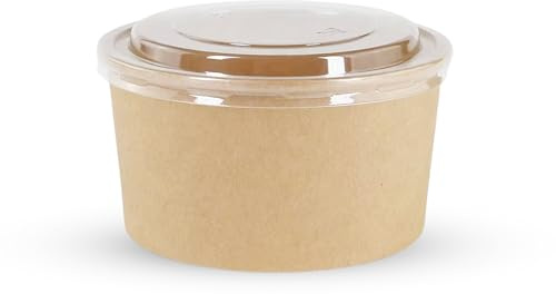 EcoWise 20 Kraft Paper Bowls 17 Oz Salad Bowl with Lid - Eco-Friendly Biodegradable Salad Bowls for Hot and Cold Food Round Disposable Food Containers for Parties, Weddings, Catering (20)