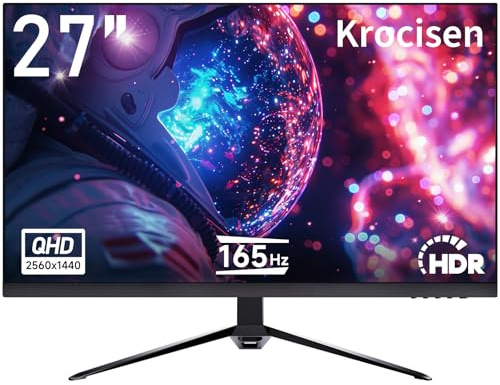 XGaming 27 inch Gaming Monitor, QHD 2560 * 1440p, 165Hz 99% sRGB, Frameless IPS Screen, 1ms, FreeSync, HDMI DisplayPort, Built-in Speakers and LED Rainbow Light, VESA Mountable