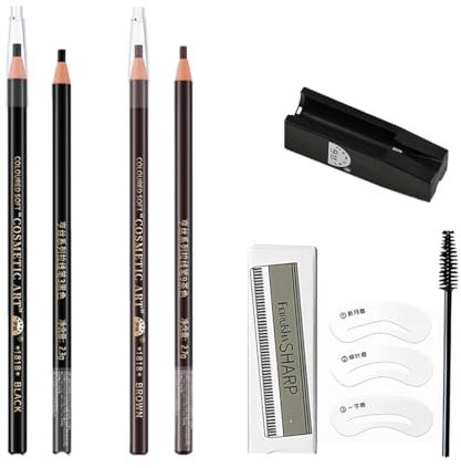 BDEPSTR Lápiz de cejas de precisión de 4 piezas, para microblading de cejas, profesional, lápices resistentes al agua, para dibujar