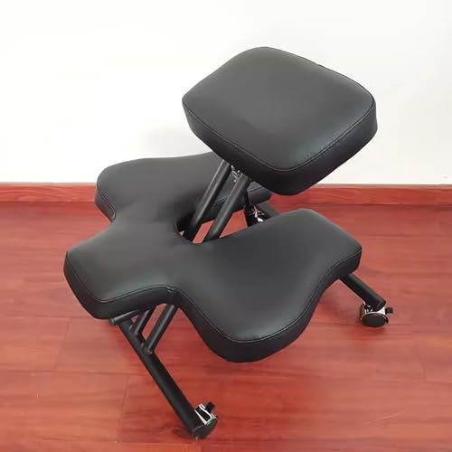 LULUMAIC Kniestuhl, Meditationshocker, Stuhl mit 2 Kissen, Flexible Kreuzbein-Kniestühle für das Heimbüro, orthopädische Korrekturhocker mit verstellbarem Neigungswinkel (schwarz, Einheitsgröße)