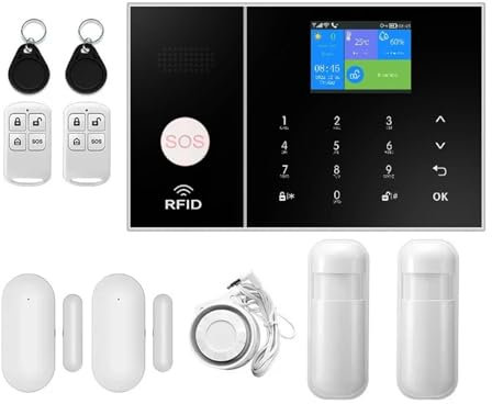 MZZYG Home Security Systems 4G Home Security Alarm System WIFI Wireless Alarm Kit Tuya Smart Life App Supports Wired Detector Door PIR Infrared Detecto(PG108-4G-H)