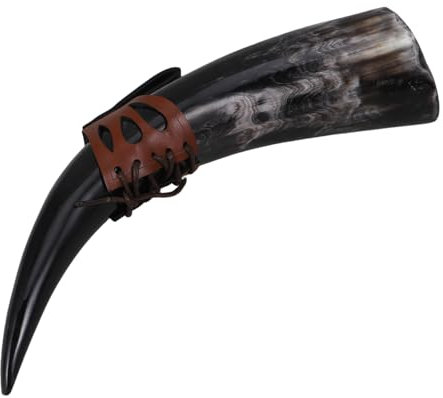 TOPBATHY Real Ox Horn Viking Drinking Cup Medieval Party Decorations Large Capacity Drinking Horn Mug for Hot Cold Liquids