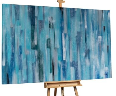 KunstLoft Ölgemälde 'Through the Rain' 180x120cm | Original Handgemalte Gemälde | Modern | Blau | Leinwand-Bild Ölgemälde einteilig groß | Modernes Kunst Ölbild