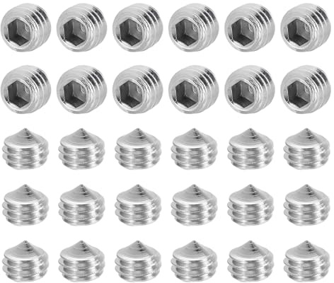 sourcing map Lot de 60 vis sans tête à pointe conique M6 x 4 mm en acier inoxydable 304 pour salle de bain, réparation de meubles, projet de bricolage