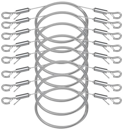 Uniclife Adjustable Picture Hanging Wire,2 m*1.5 mm Picture Hanging Kit for up to 45 kg, Heavy Duty Stainless Steel Wire Rope for Mirror Curtain Photo Frame & Art, 8 Pack