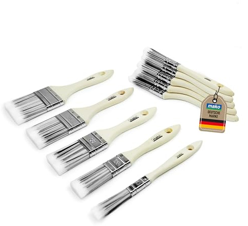 mako Pinselset Easypaint 10-teilig – Universalpinsel für Lacke, Kreidefarben & Wandfarben – gleichmäßiger Farbauftrag, langlebig & robust – ergonomischer Holzgriff – Lackierpinsel Set