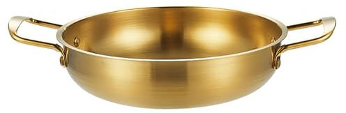 BAOFUYA Sartén de Doble, Sartén de Acero Inoxidable, Capacidad de 1350 Ml para Saltear, Freír y Mariscos, Cocina Esencial para Chefs Caseros (GOLD)