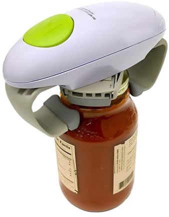 Ouvre-bocal électrique binaural à une touche automatique pour bocaux récalcitrants - Action sans effort - Pas de torsion, pas de tirage, pas de douleur - Puissant - Convient pour couvercles de 30 mm à