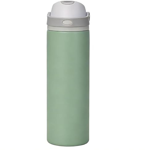 Eastrise 24oz Insulated Water Bottle with Convertible 2-in-1 Lid,Metal Water Bottle,24H Cold&12H Hot,Leakproof, Fits Car Cup Holder, BPA-Free Stainless Steel for Gym, Commute & Travel-Green
