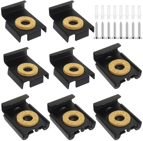 Teouuas 8 Pezzi Ganci per Specchio a Muro, Reggi Specchio, Supporto per Specchio da Parete, Clip Specchio a Molla, per Specchio Pesante, Vetro per Bagno e Camera (Nero)